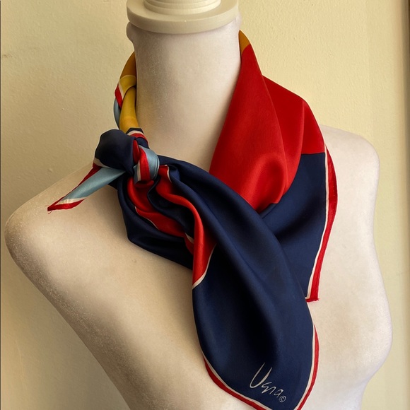 VERA NEUMANN Vintage Vibrant Colorblock Silky Square Scarf - Picture 6 of 16